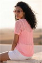 Pink Textured Floral Line Stretch Top, Image 3 of 4