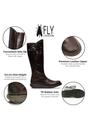 Brown Womens Heel Knee High Zip Up Boots-Mol 2, Image 3 of 5