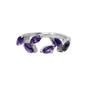 Silver Sterling Silver Open Leaf Ring with Amethyst Gemstones, Image 1 of 2