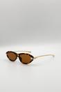 Brown SVNX Brown Bold Oval Angular Sunglasses in Tortoiseshell, Image 3 of 5