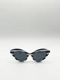 Brown Cat-Eye Sunglasses in Black White Stripe, Image 5 of 6