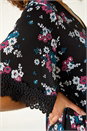 Black Lace Trim Floral Dress, Image 5 of 5