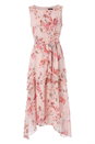Pink Floral Print Frill Midi Dress, Image 5 of 5