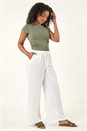 White Petite Pull On Woven Trouser, Image 2 of 5