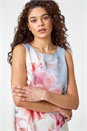 Orange Floral Print Asymmetric Top, Image 4 of 5