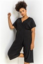 Black Curve Wrap Culotte Jumpsuit, Image 4 of 5
