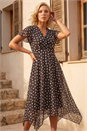 Chocolate Petite Polka Dot Twist Front Dress, Image 2 of 4