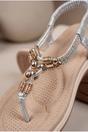 Silver iKrush Silver Pearl Embellished T Bar Flat Sandals, Image 3 of 5