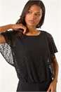 Black Burnout Print Bubble Hem Top, Image 1 of 5
