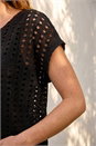 Black Cut Out Detail Stretch Top, Image 4 of 4