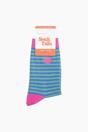 Multi Embroidered Heart Combed Cotton Socks in Blue, Image 4 of 4