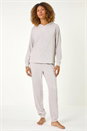 Light Grey Velour Hoodie Lounge Set, Image 6 of 8