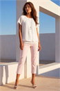 Ivory  Chiffon Jersey Blouson Top with Necklace, Image 2 of 4