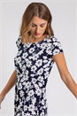 Navy  Floral Print Stretch Jersey Tea Dress, Image 4 of 4