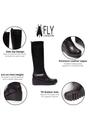 Black Womens Leather High Wedge Boots-BUDI603, Image 3 of 5