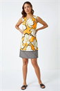 Yellow Floral Border Print Shift Dress, Image 2 of 5