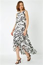 Ivory  Swirl Print Chiffon Midi Dress, Image 2 of 5