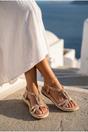 Gold iKrush Gold Saoirse Embellished Strappy Flat Sandals, Image 4 of 5