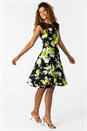 Lemon Floral Print Fit and Flare Dress, Image 1 of 5