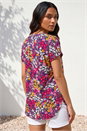 Fuchsia Floral Print Stretch Shirt, Image 3 of 4