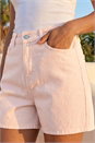 Light Pink Dusk High Waisted Denim Stretch Shorts, Image 4 of 4