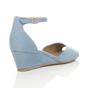 Light Blue AJVANI Light Blue Mid Wedge Heel Ankle Strap Sandals, Image 4 of 6