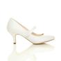 White AJVANI White Mid Heel Mary Jane Court Shoes, Image 2 of 6