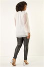 Ivory  Curve Textured V-Neck Top, Image 3 of 5
