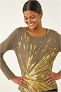 Olive Metallic Foil Print Knit, Image 1 of 5