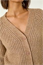 Beige Metallic Button Knit Cardigan, Image 6 of 6