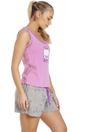 Lilac Camille Lingerie Lilac Cat Motif Short Cotton Pyjama Set, Image 4 of 5