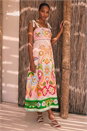 Light Pink Abstract Print Strappy Midi Dress, Image 2 of 4