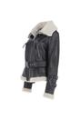 Chocolate '2420' Ladies Leather Aviator Jacket With Oversized Fur Collar, Image 3 of 5