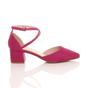 Fuchsia AJVANI Fuchsia Mid Block Heel Crossed Strap Pointed Toe 2 Part Heels, Image 2 of 6