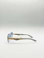 Blue Rimless Oval Geometric Sunglasses, Image 5 of 6