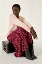 Wine Confetti Print Stretch Midi Skirt, Image 2 of 5