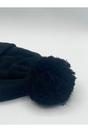 Dark Grey Knitted Pom Pom Beanie in Black, Image 6 of 7
