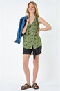 Khaki Floral Print Button Detail Vest Top, Image 2 of 5