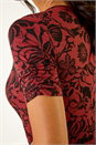 Rust Floral Print Wrap Frill Stretch Dress, Image 5 of 5