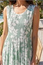 Green Leaf Print Crinkle Midi Dress, Image 4 of 4