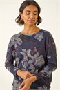 Purple Floral Printed Bubble Hem Top, Image 1 of 5