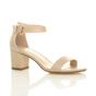 Natural AJVANI Natural Mid Block Heel Ankle Strap Sandals, Image 1 of 6