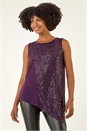 Purple Sparkly Asymmetric Stretch Vest, Image 1 of 5