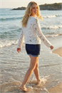 Ivory  Crochet Knit Jacket, Image 3 of 4