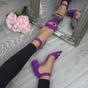 Purple AJVANI Purple Mid Block Heel Ankle Strap Sandals, Image 5 of 6
