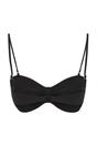 Black Ruched Strapless Padded Bandeau Bikini Top with Adjustable Straps, Image 3 of 5