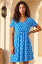 Turquoise Petite V-Neck Pocket Dress, Image 1 of 4