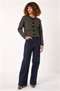 Black Textured Boucle Button Knit Cardigan, Image 2 of 5