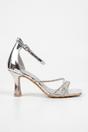 Silver Pearl Patent Rhinestone Strap Square Sandals, Image 1 of 7
