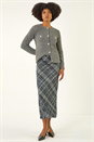Dark Grey Check Shadow Panel Skirt, Image 3 of 5